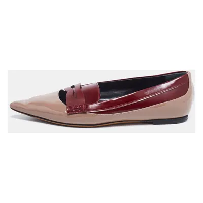 Etro Brown/Burgundy Patent and Leather Slip On Loafers Size