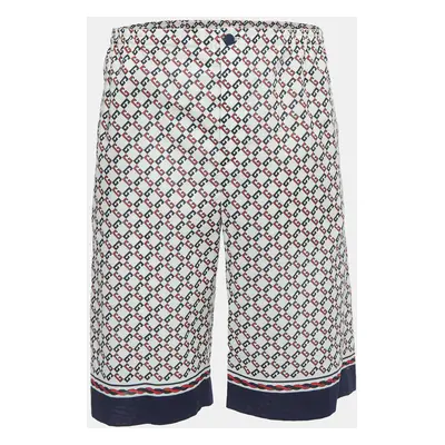 Gucci Cream Geometric G Print Cotton Muslin Shorts