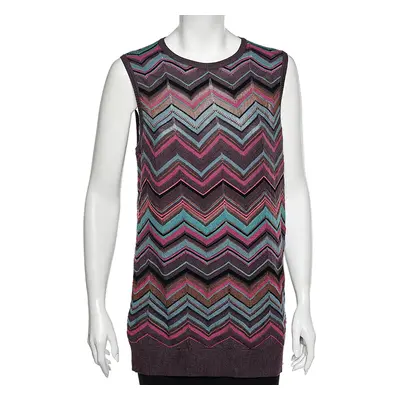 M Missoni Multicolored Perforated Knit Sleeveless Top