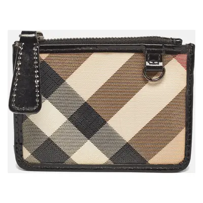 Burberry Beige/Black Nova Check PVC and Patent Leather Zip Coin Purse