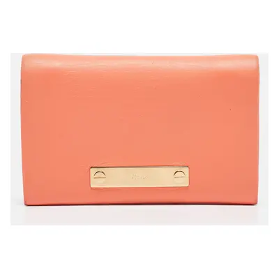 Chloe Orange Leather Fold Over Flap Wallet