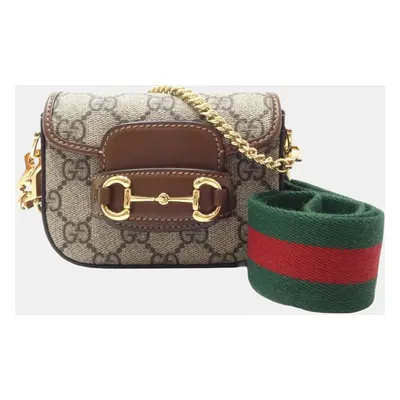 Gucci Beige Brown Canvas Horsebit GG Supreme Chain Wallet