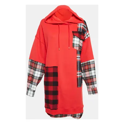 McQ by Alexander McQueen Red Patchwork Oversize Hoodie Jacket