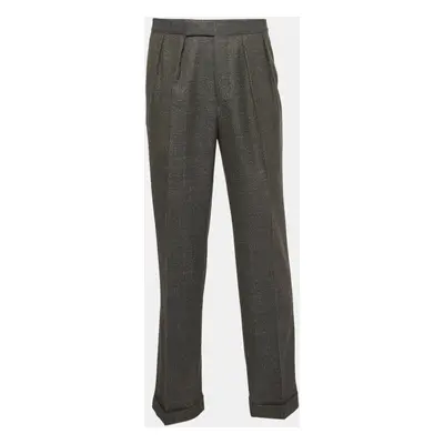 Etro Grey Patterned Wool Formal Trousers