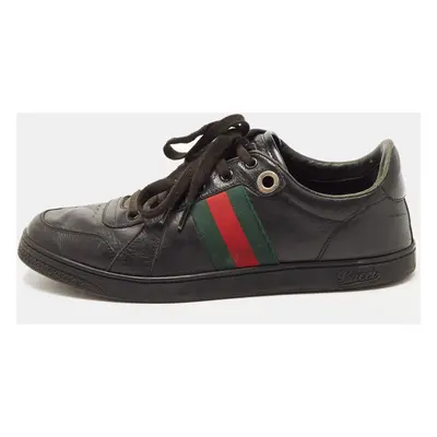 Gucci Black Leather Low Top Sneakers Size