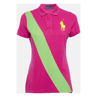 Ralph Lauren Pink Striped Cotton Pique Polo T-Shirt