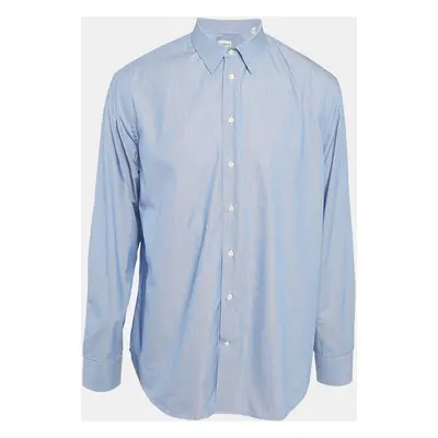 Armani Collezioni Blue Pinstripe Cotton Modern Fit Shirt