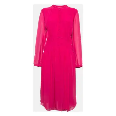 Burberry Pink Silk Draped Midi Dress