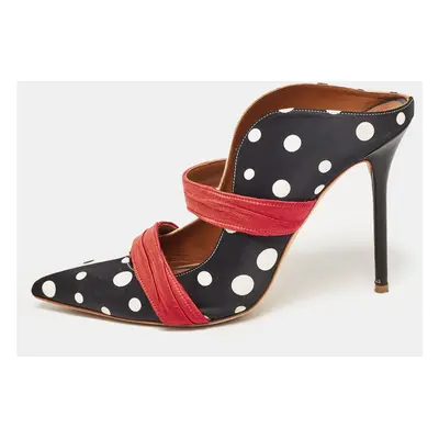 Malone Souliers Black/White Polka Dot Satin Maureen Mules Size