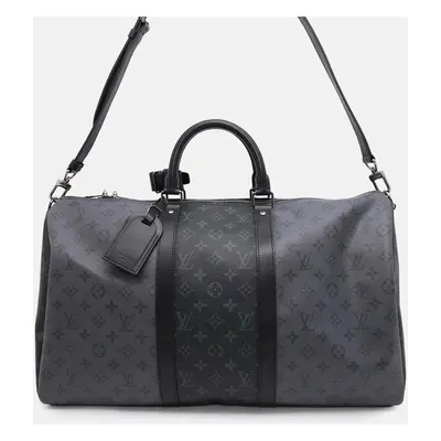 Louis Vuitton Noir Monogram Eclipse Reverse Keepall Bandouliere Size