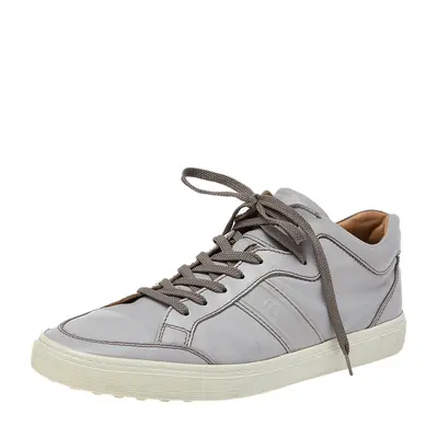 Tods Grey Leather Low Top Sneakers Size