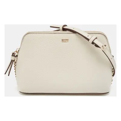 Dkny White Leather Bryant Park Dome Crossbody Bag