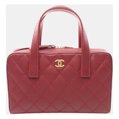 Chanel Bordeaux Leather Wild Stitch Coco Mark Handbag