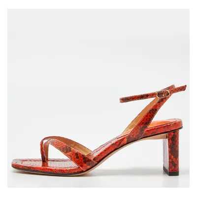 Alexandre Birman Orange Python Nelly Ankle Strap Sandals Size