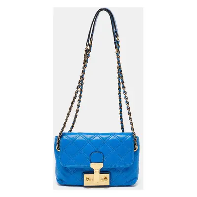 Marc Jacobs Blue Quilted Leather Flap Shoulder Bag