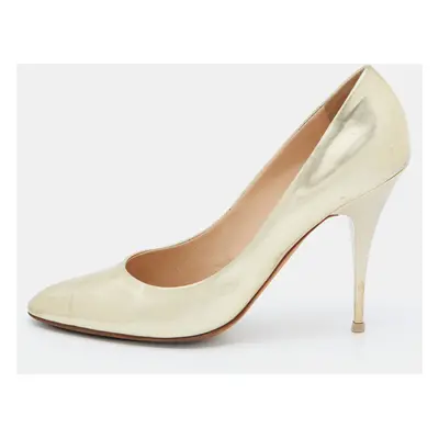 Giuseppe Zanotti Gold Leather Round Toe Pumps Size