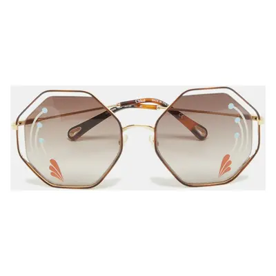 Chloe Brown/Gold Gradient CE132SRI Poppy Geometric Sunglasses