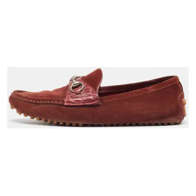 Gucci Burgundy Suede Slip On Loafers Size