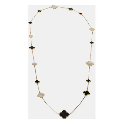 Van Cleef & Arpels Magic Alhambra Mother of Pearl 18k Yellow Gold Motif Station Necklace