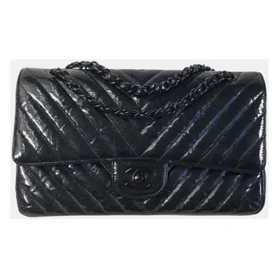 Chanel Black Patent Leather Medium Classic Double Flap Shoulder Bag