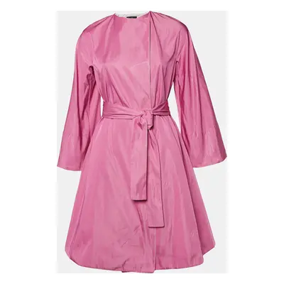 CH Carolina Herrera Pink Crepe Belted Open Front Long Jacket