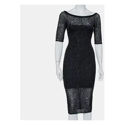 Alexandre Vauthier Black Stretch Lace Bodycon Dress