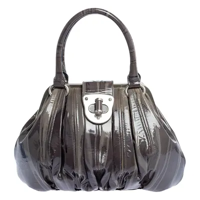 Alexander McQueen Grey Patent Leather Elvie Satchel