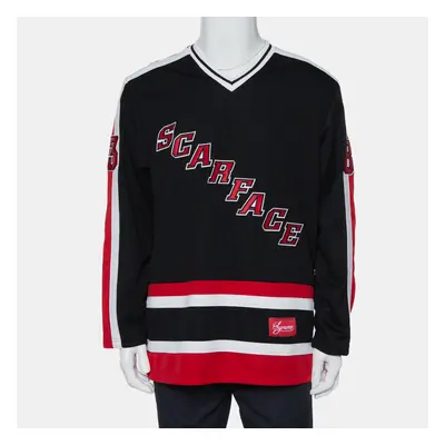 Supreme Black Scarface Embroidered Synthetic Paneled Hockey Jersey