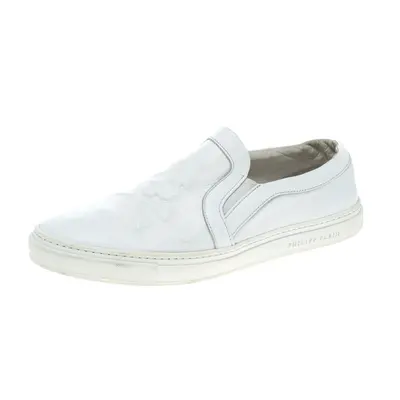 Philipp Plein White Leather Slip On Sneakers Size