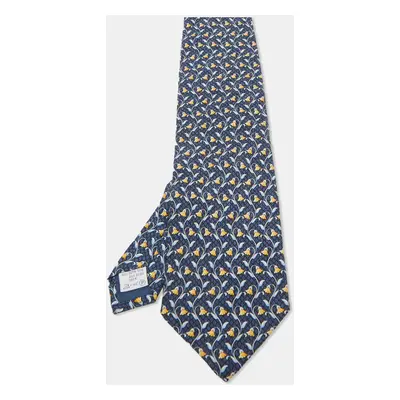 Givenchy Blue Floral Print Silk Traditional Tie