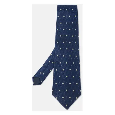 Lanvin Blue Printed Satin Silk Traditional Tie