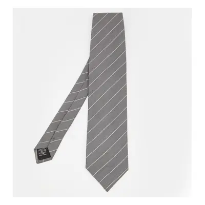 Emporio Armani Grey Striped Silk Tie