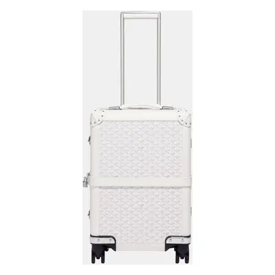 Goyard White Goyardine Canvas & Clamecy Cowhide Bourget PM Trolley Case