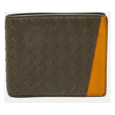 Bottega Veneta Beige/Mustard Intrecciato Leather Bifold Wallet