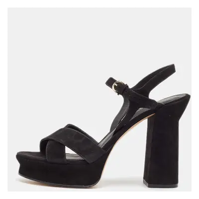 Salvatore Ferragamo Black Suede Ankle Strap Sandals Size