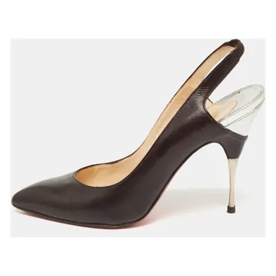 Christian Louboutin Black Leather Twistochat Slingback Pumps Size