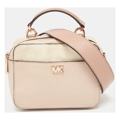 Michael Kors Cream/Pink Leather Mini Mott Crossbody Bag