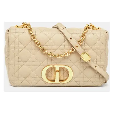 Dior Beige Cannage Leather Caro Shoulder Bag