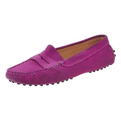 Tod's Purple Suede Penny Slip On Loafers Size