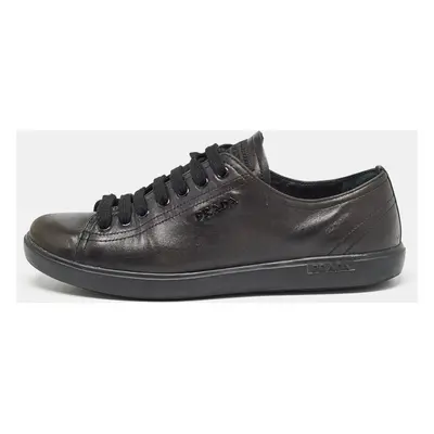 Prada Black Leather Lace Up Sneakers Size 38.5