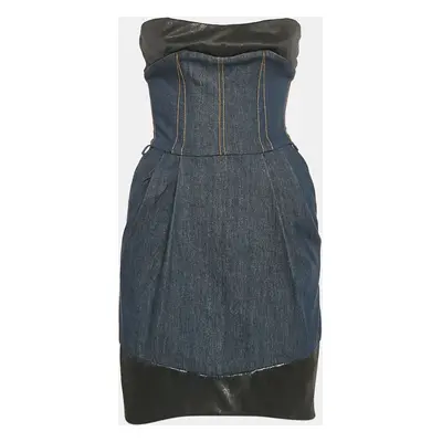 Dolce & Gabbana Blue Denim Strapless Mini Dress