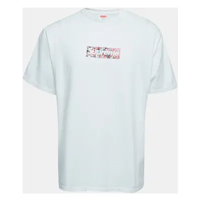 Supreme White Logo Print Cotton Crew Neck T-Shirt