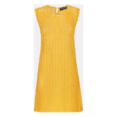 Dolce & Gabbana Yellow Crochet Sleeveless Mini Dress