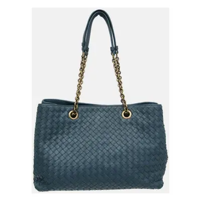 Bottega Veneta Dark green Intrecciato Leather Chain Tote Bag