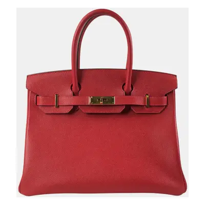 Hermes Rouge Casaque Epsom Birkin Handbag