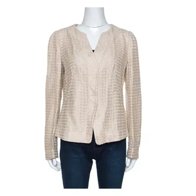 Armani Collezioni Beige Lace Overlay Detail Jacket