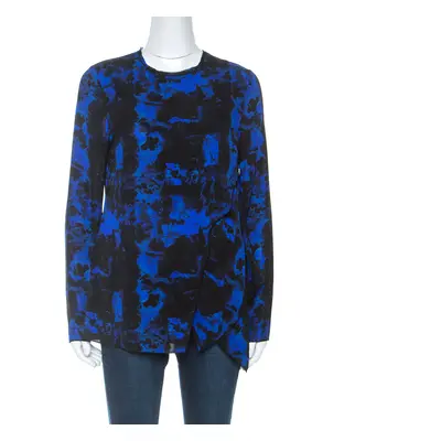 Proenza Schouler Indigo Graffiti Print Silk Layered Top