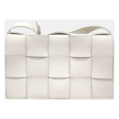 Bottega Veneta White Leather Cassette Shoulder Bag