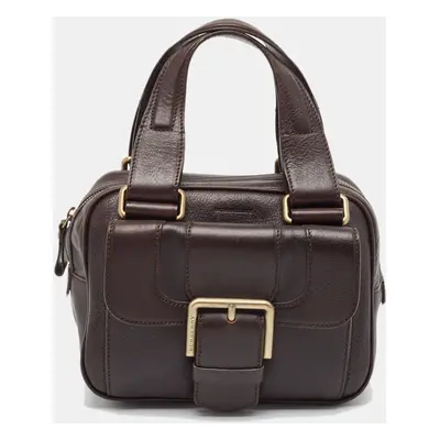 Burberry Choco Brown Leather Buckle Satchel