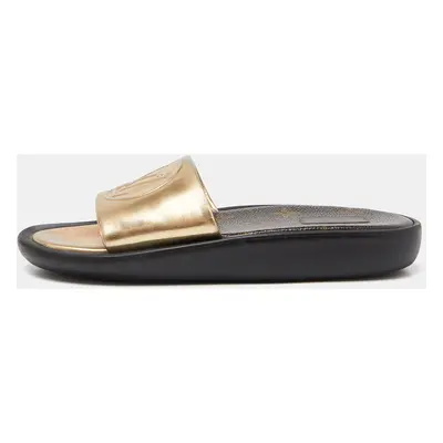 Louis Vuitton Gold Leather Sunbath Flat Slides Size